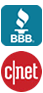 Better Business Bureau and CNET logos