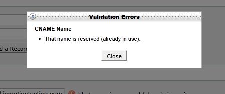 Reservered CNAME error in cPanel cPanel-cname-record-error-popup