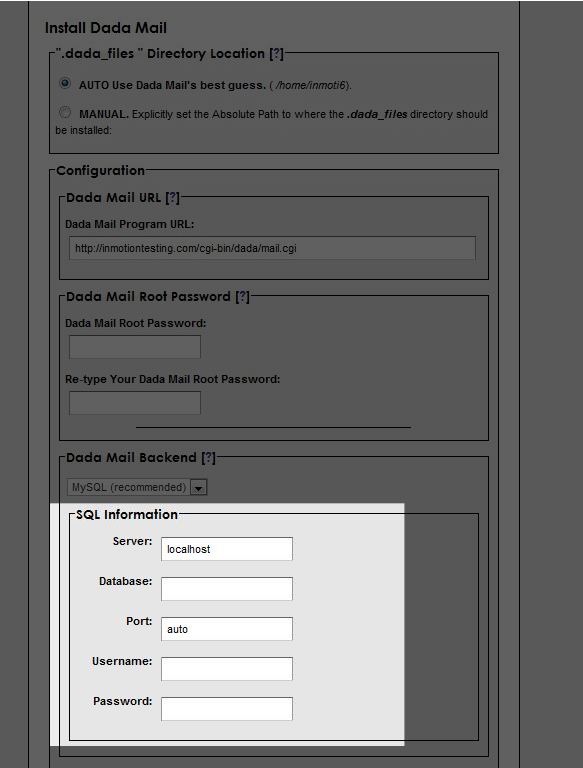 sql information dada-config3