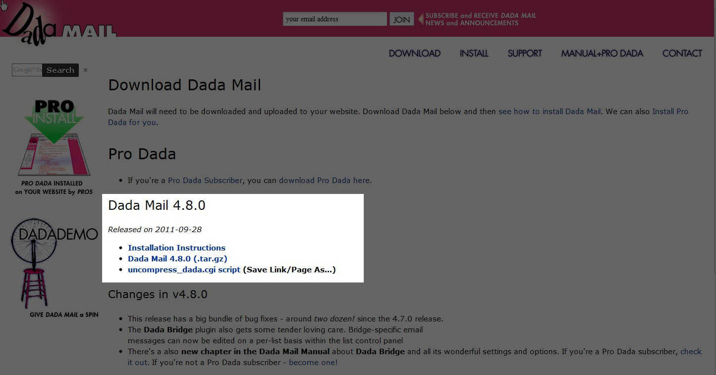 Download dada mail dadamail-install