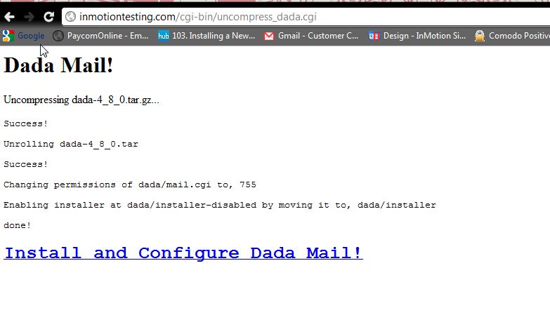 Install DaDa Mail web interface install-dada