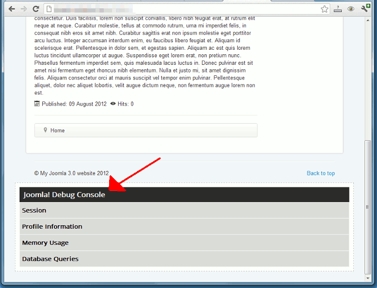 joomla-debug-console