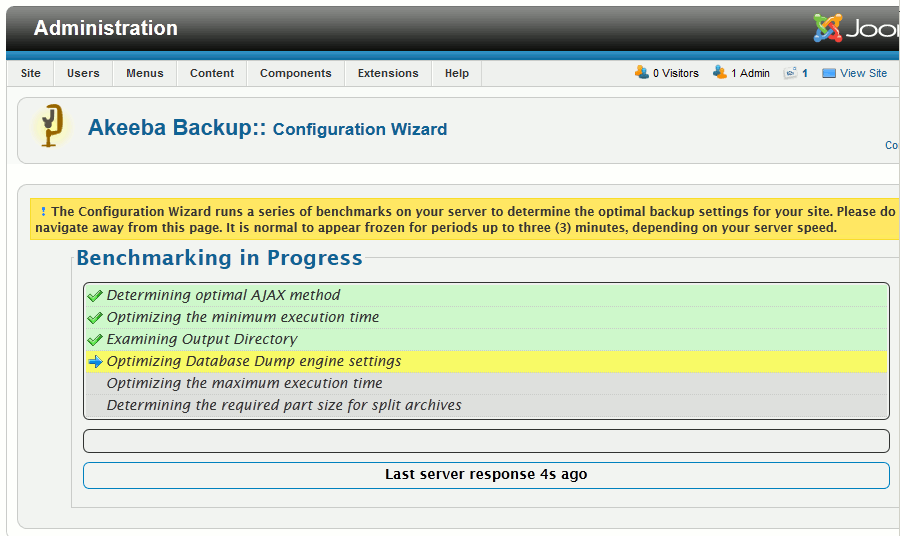 akeeba-backup-benchmark-tests-running