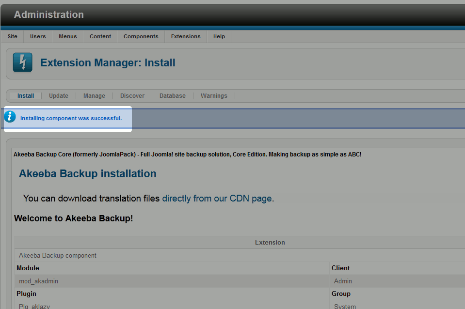 installing-component-was-successful