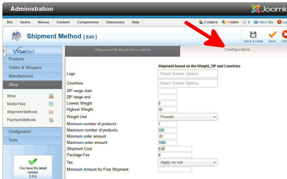 fill-out-shipment-configuration-settings