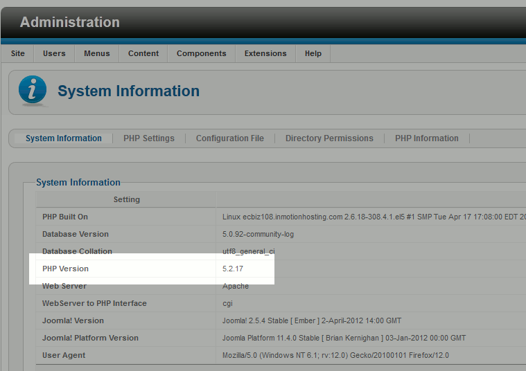 joomla-25-php-version