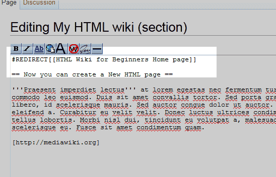 Correct redirect code MediaWiki