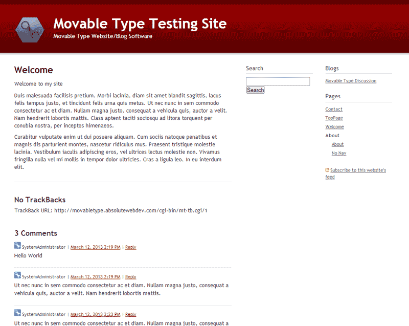 Movable Type Home page