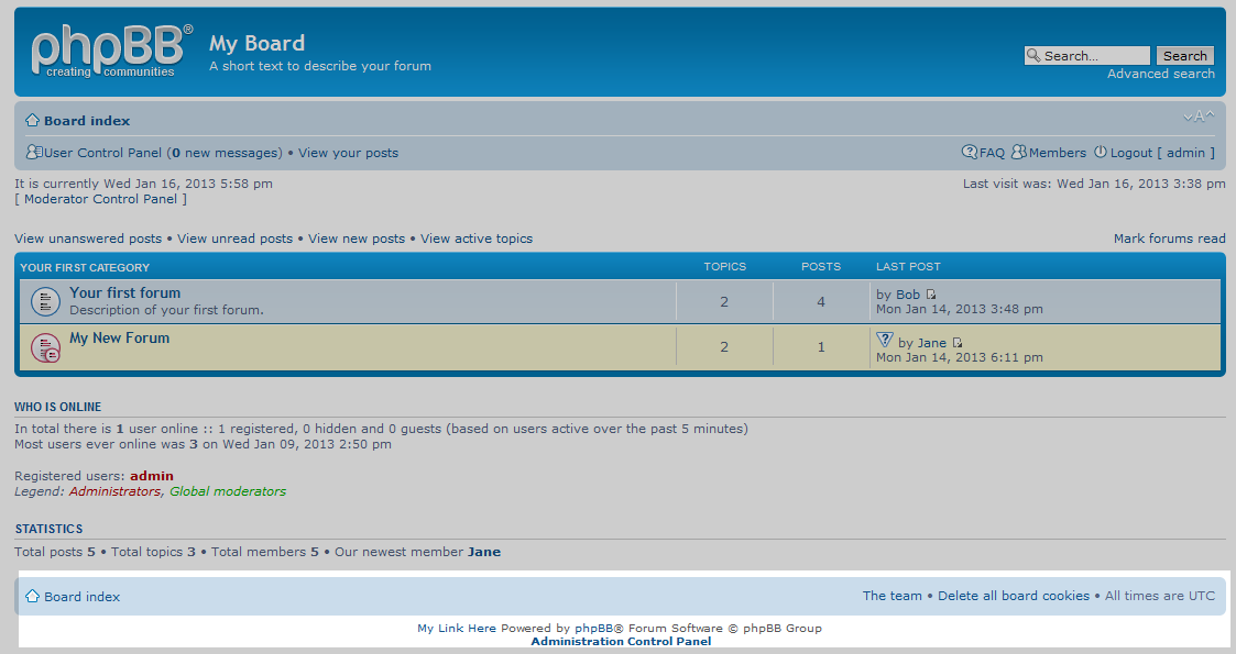 after link is added to footer