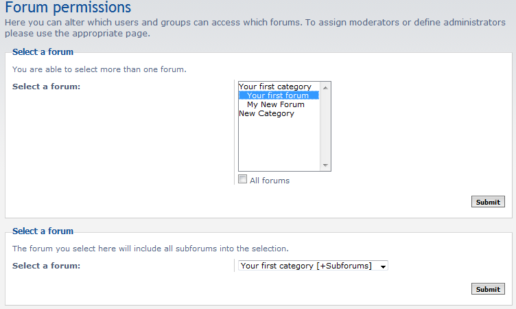 forum selection lists