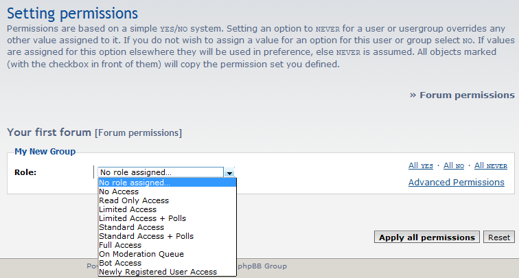 list of permissions settings