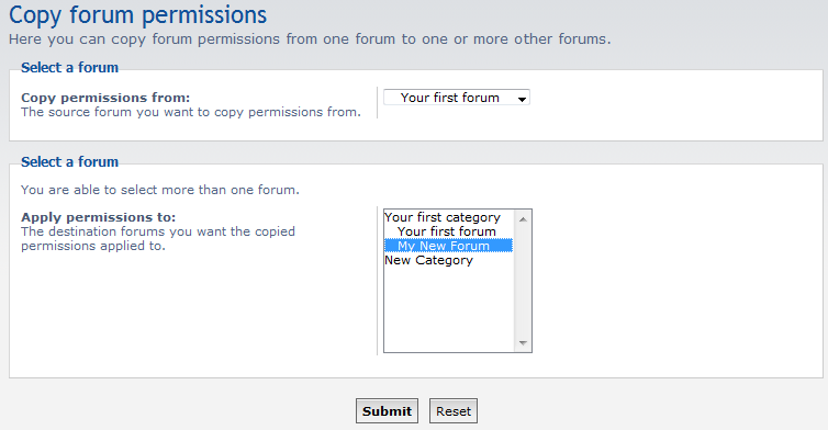 select source and target forums