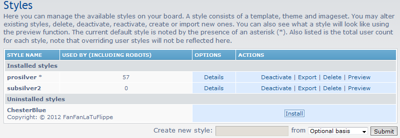 find the template to install