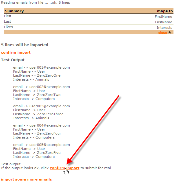 review import click on confirm import