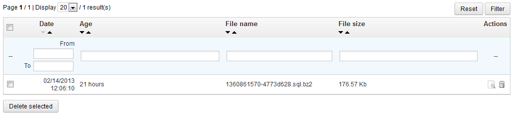 list of completed backups