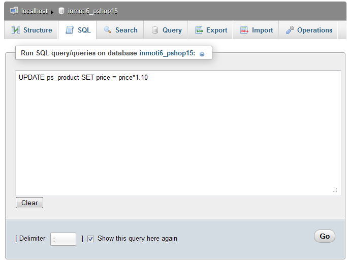 enter the SQL query in the editor