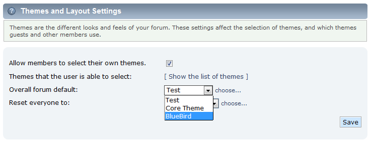 select theme dropdown