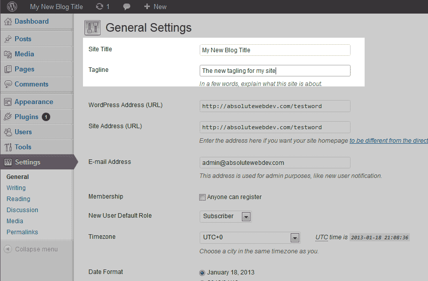 Change title Wordpress