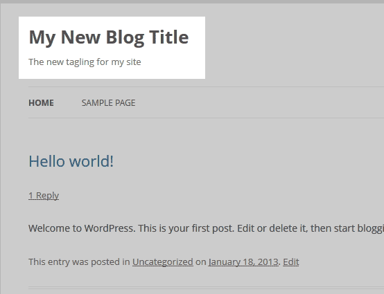 New Tile and tagline Wordpress