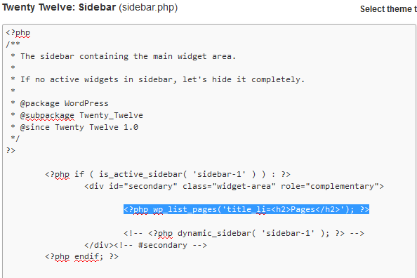 list pages code