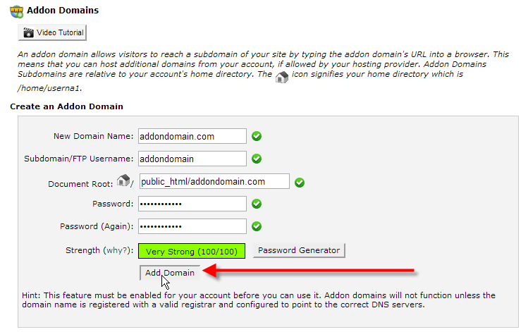 cpanel-create-addon-domain