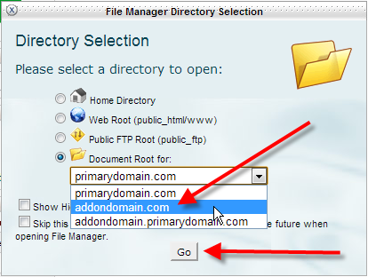cpanel-file-manager-select-addon-click-go