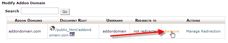cpanel-addon-domain-remove
