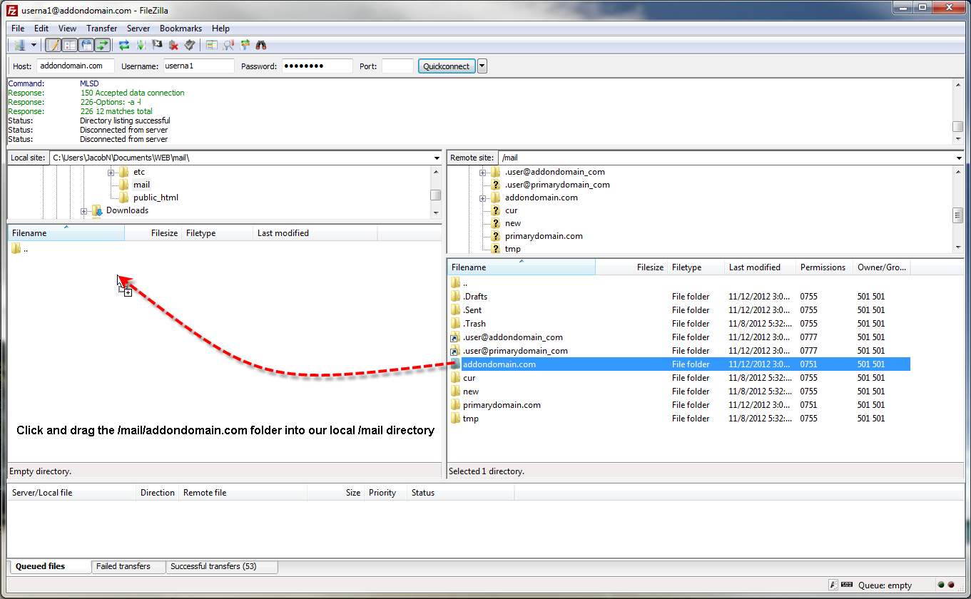 filezilla-drag-mail-addondomain-directory
