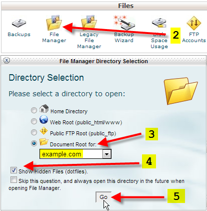 file manager show hidden files for example.com