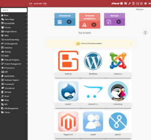 Softaculous dashboard