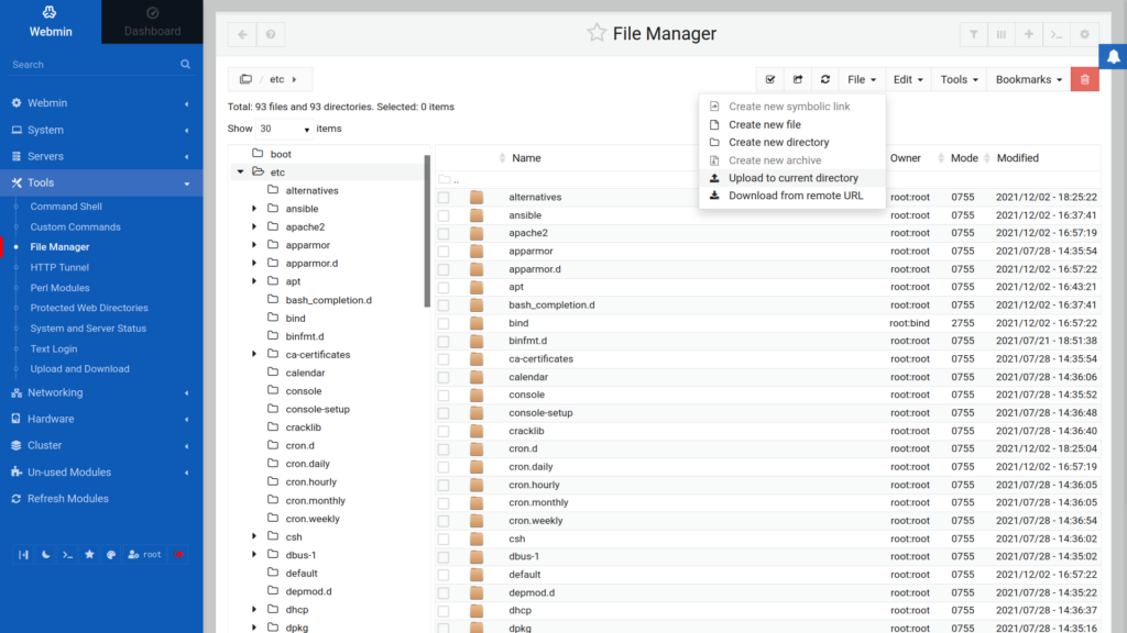 Webmin File Manager