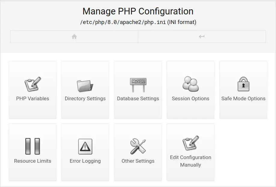 Webmin PHP Configuration