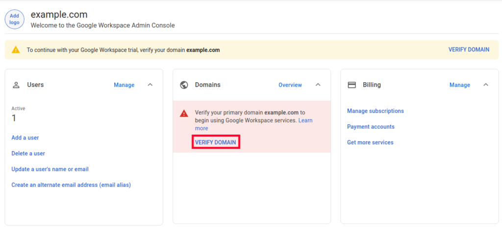 Verify Domain With Google Workspace
