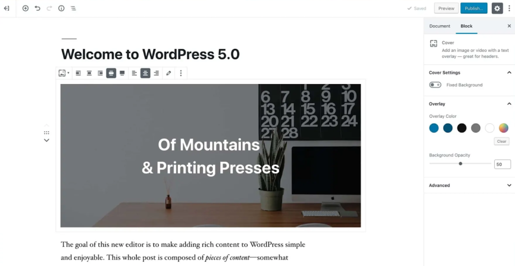 WordPress 5.0 Post Interface