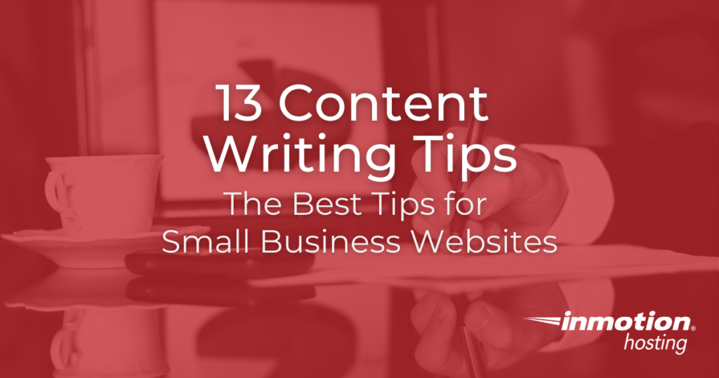 title 13 Content Writing Tips the Best Tips for Small Business Websites with InMotion Hosting logo
