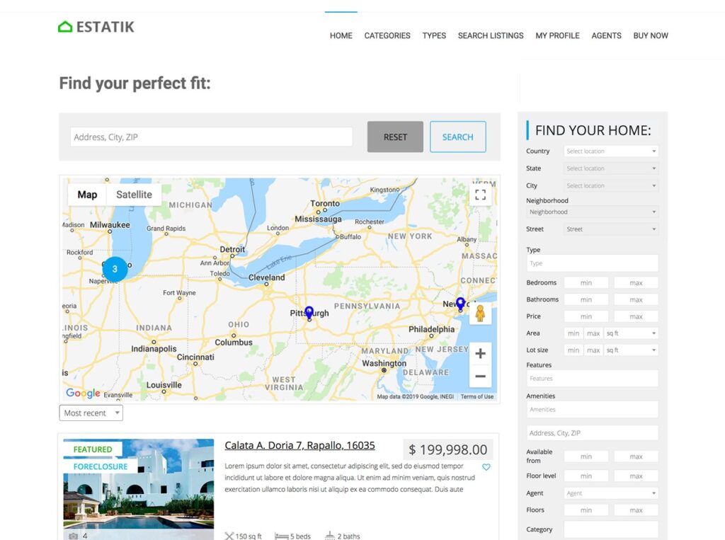 Estatik Build a WordPress real estate website
