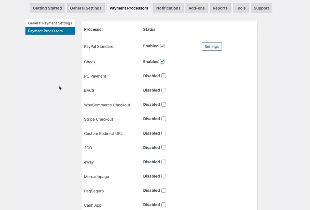 Payment processors options in Sprout Invoices