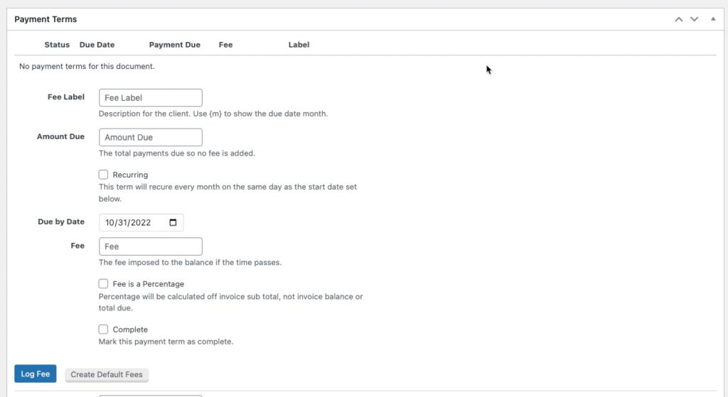 Payment Terms in Sprout Invoices