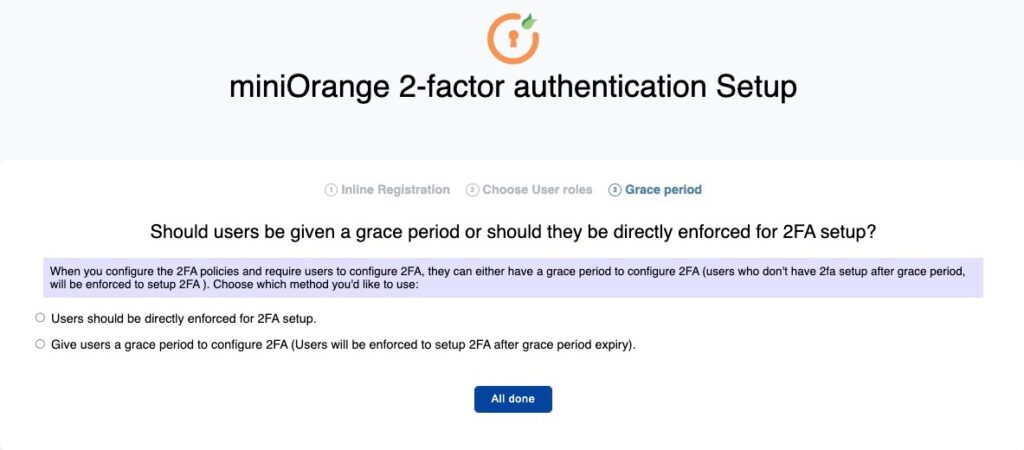 miniOrange 2-factor Authentication Setup