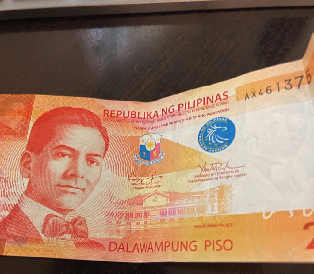 A twenty peso bill