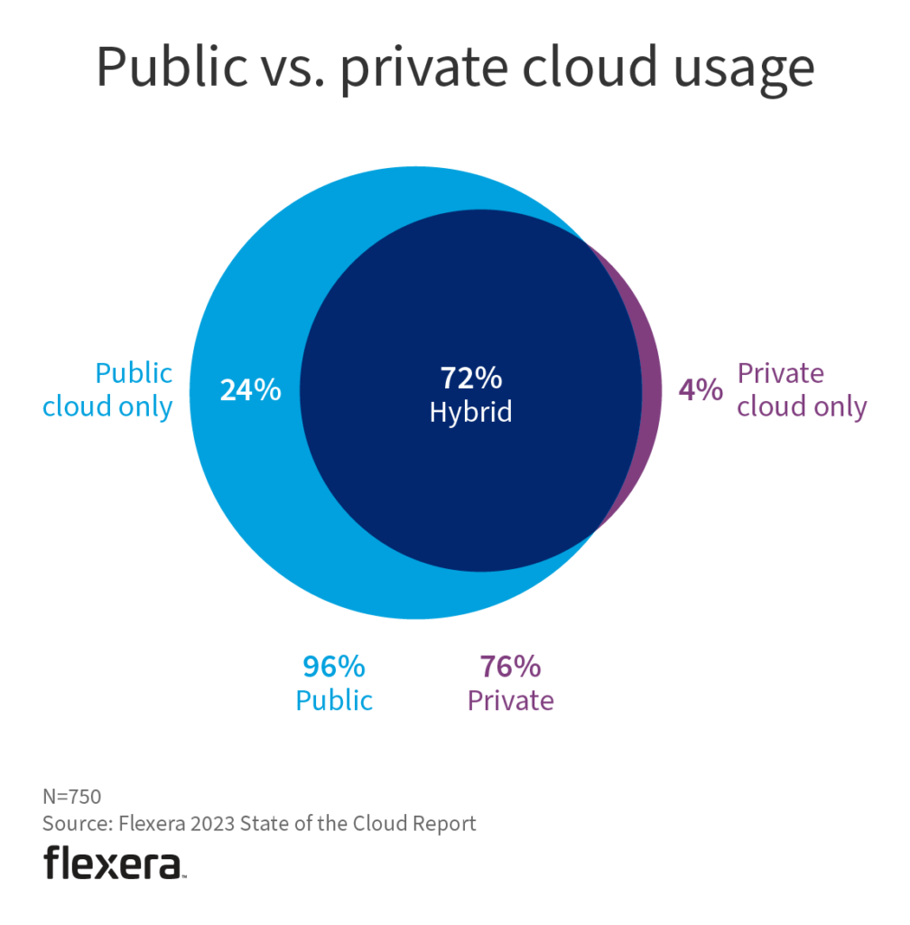 Chart of Public vs Private Cloud Usage from Flexera Study