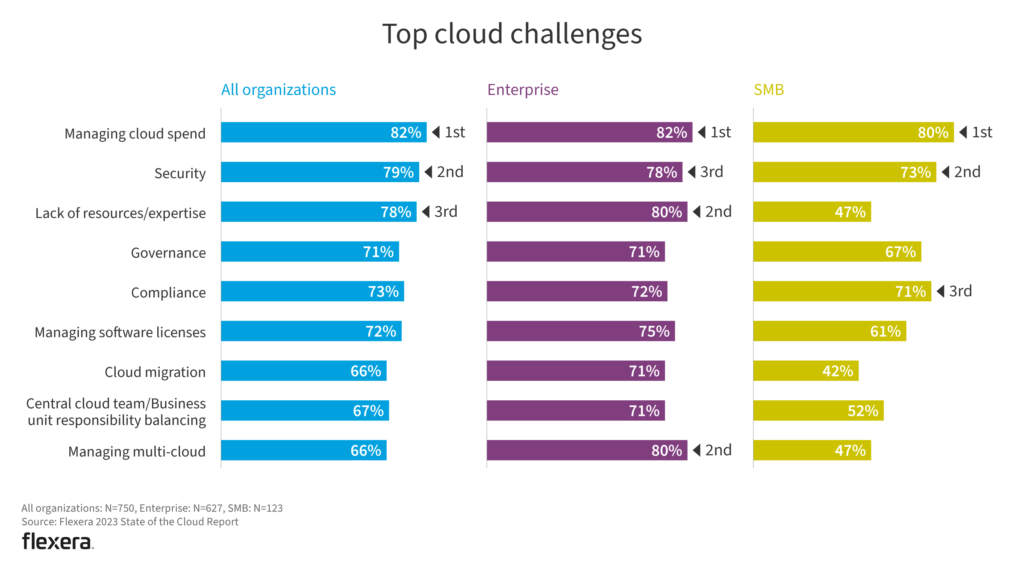 Chart of Top Cloud Computing Challenges from the Flexera Study