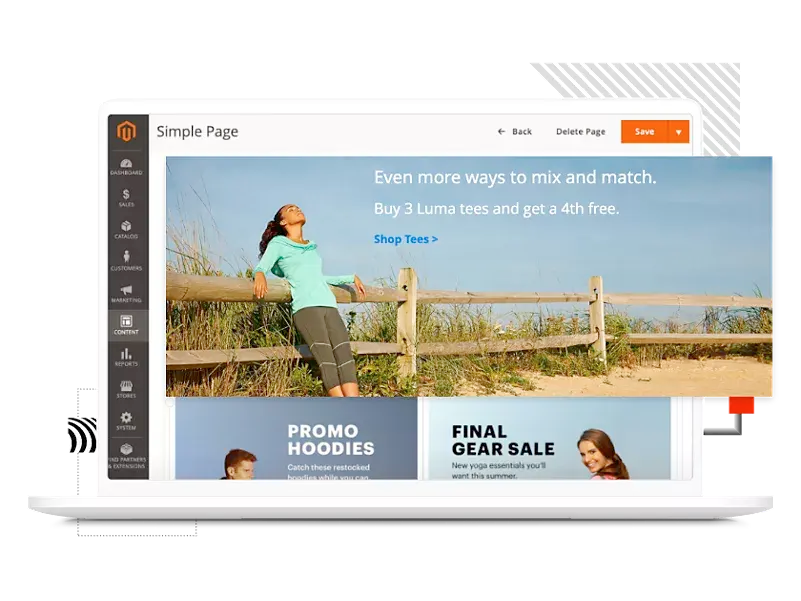 Magento eCommerce Screenshot displaying Dashboard