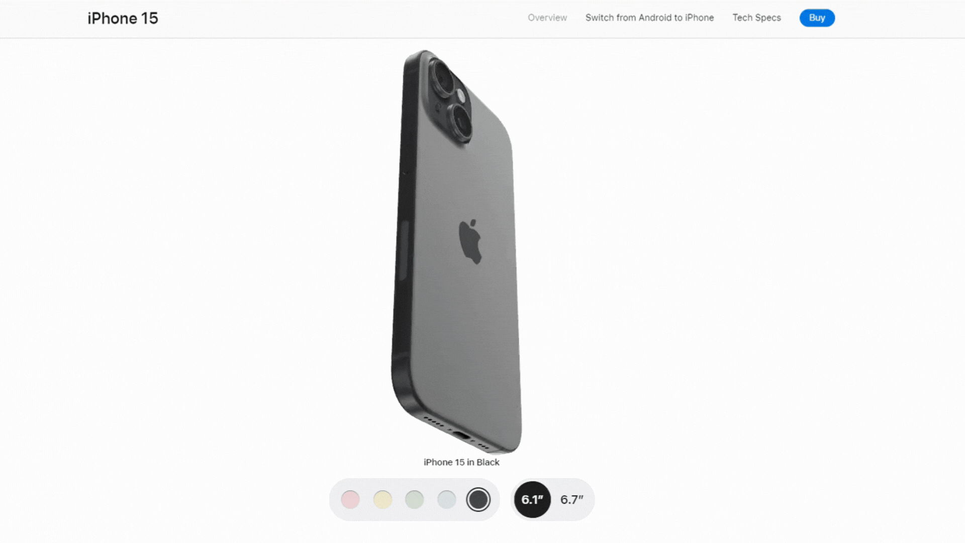 3D Web Design example on Apple iPhone product page.