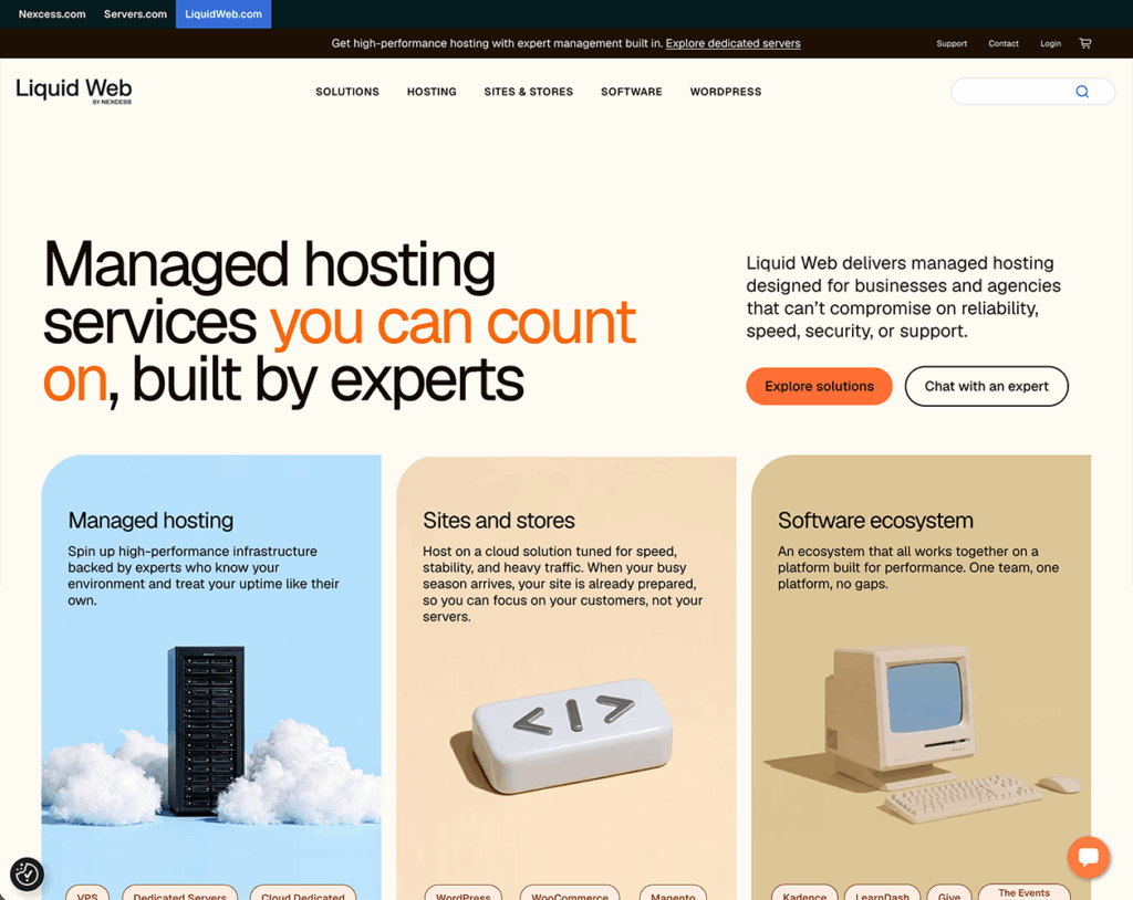 Page d'accueil de Liquid Web