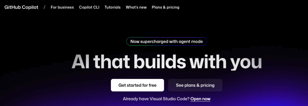 GitHub Copilot Homepage Screenshot