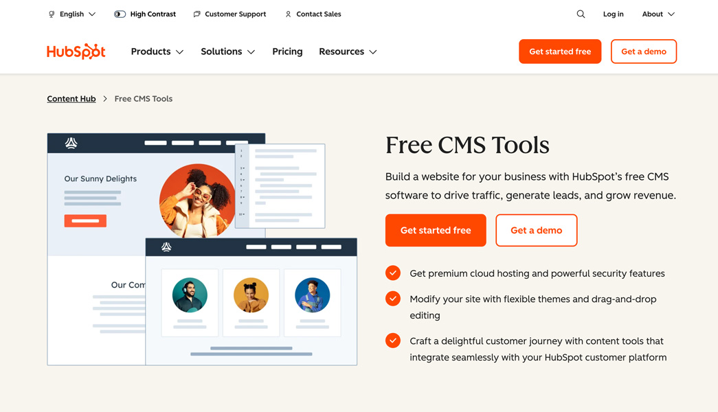 HubSpot CMS homepage
