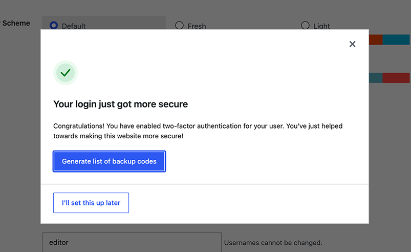 Generate Backup Codes