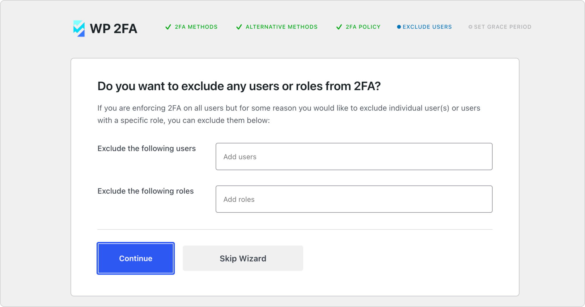 WP 2FA Exclude Users