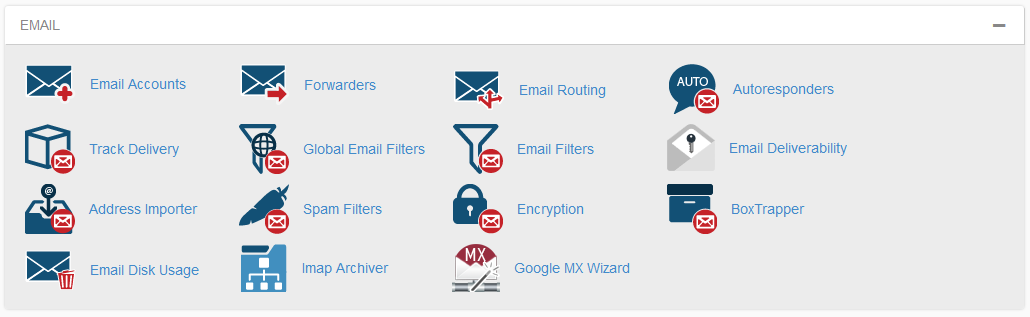 email section in cpanel interface.